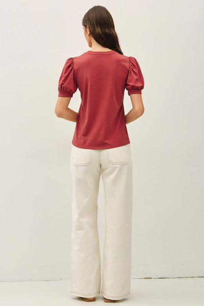 COTTON JERSEY PUFF SLEEVE T-SHIRTS
