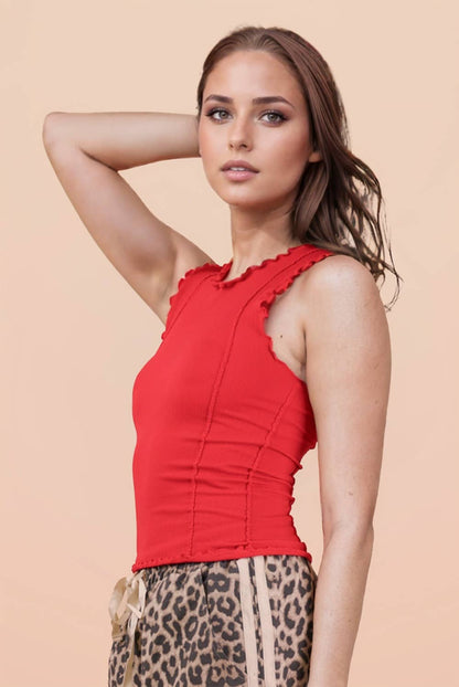Lettuce Hem Casual Fitted Knit Top