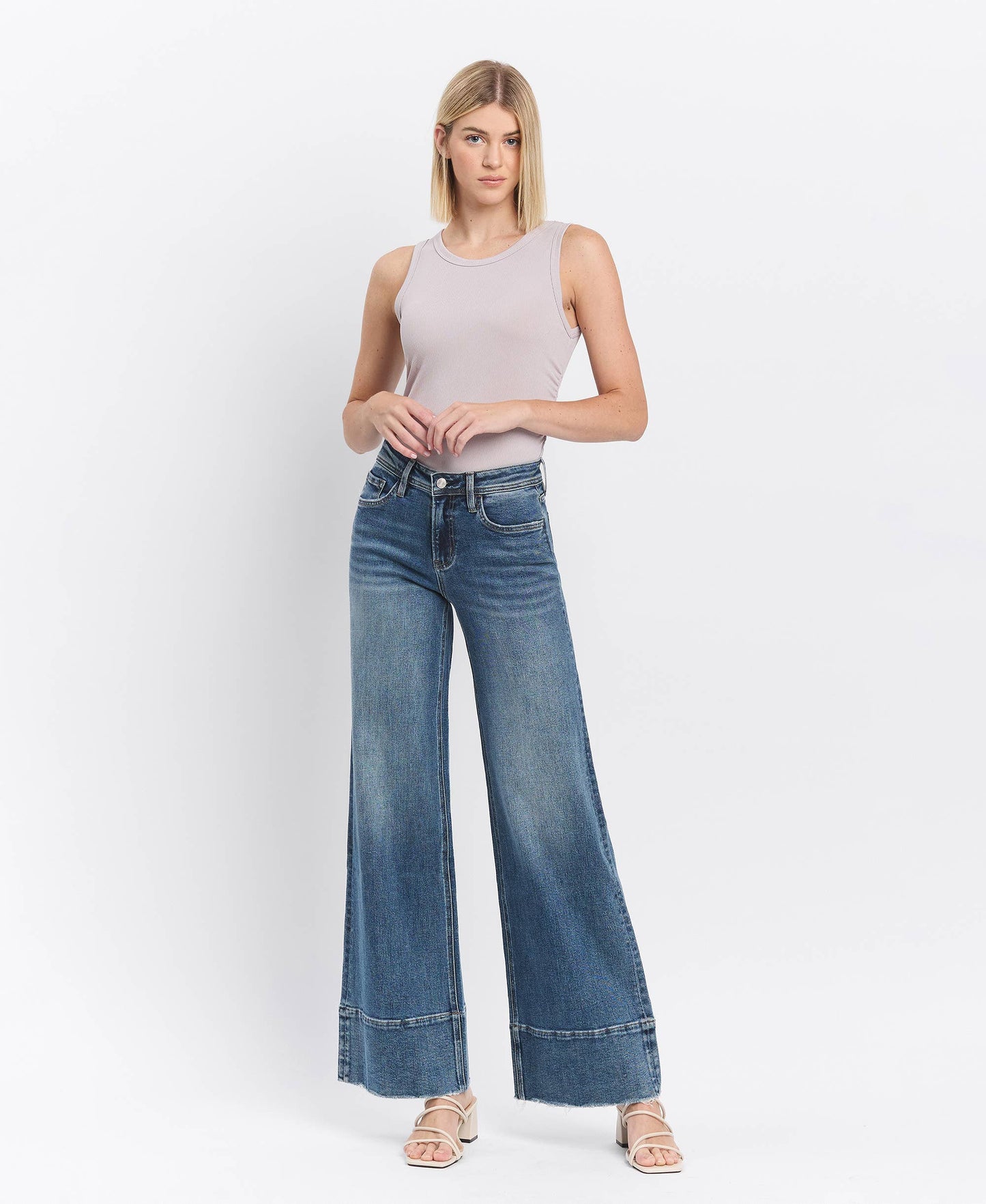 HIGH RISE A LINE WIDE LEG JEANS - Southern Sassy Boutique
