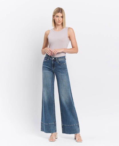 HIGH RISE A LINE WIDE LEG JEANS - Southern Sassy Boutique