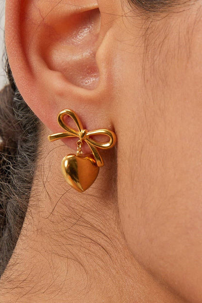 Bow Heart Drop Earrings