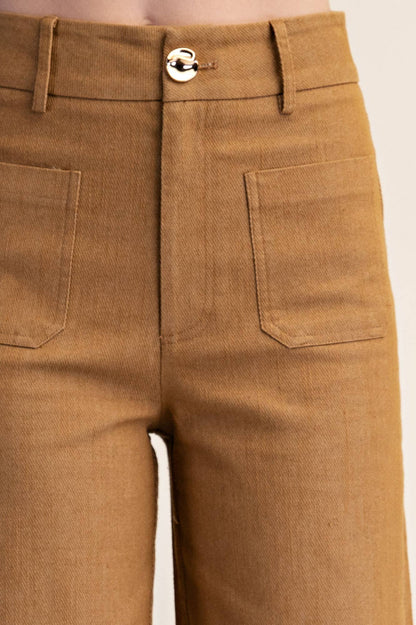 Stretchy Jeans High Rise Front Pocket Wide Leg