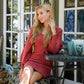 SQUARE NECK CABLE SWEATER DRESS