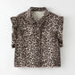 Short sleeve ruffle denim vest