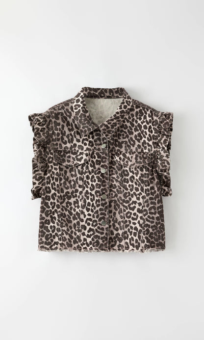 Short sleeve ruffle denim vest - Southern Sassy Boutique