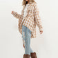 Yarn Dyed Mixed Contrast Crop Frayed Bottom Shirt