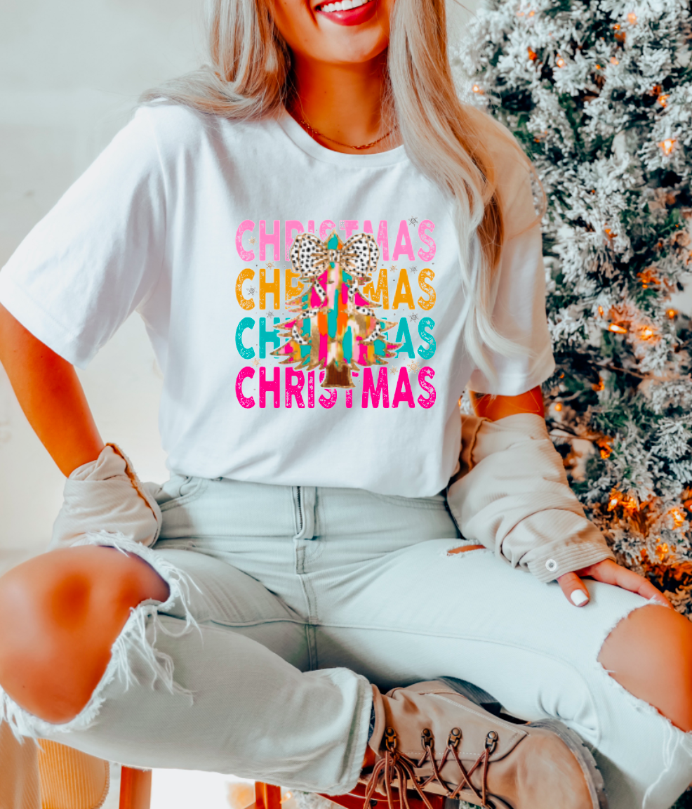 Watercolor Christmas Stacked Graphic Tee  - Southern Sassy Boutique