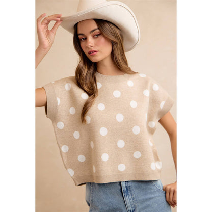 Polka Dot Knit Sleeveless Sweater