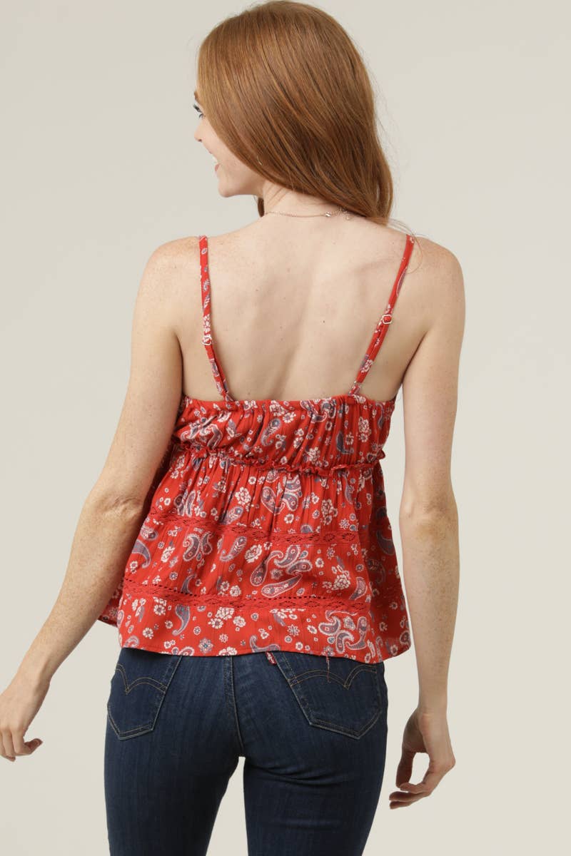 Boho Style Paisley Print Cami Tank Top