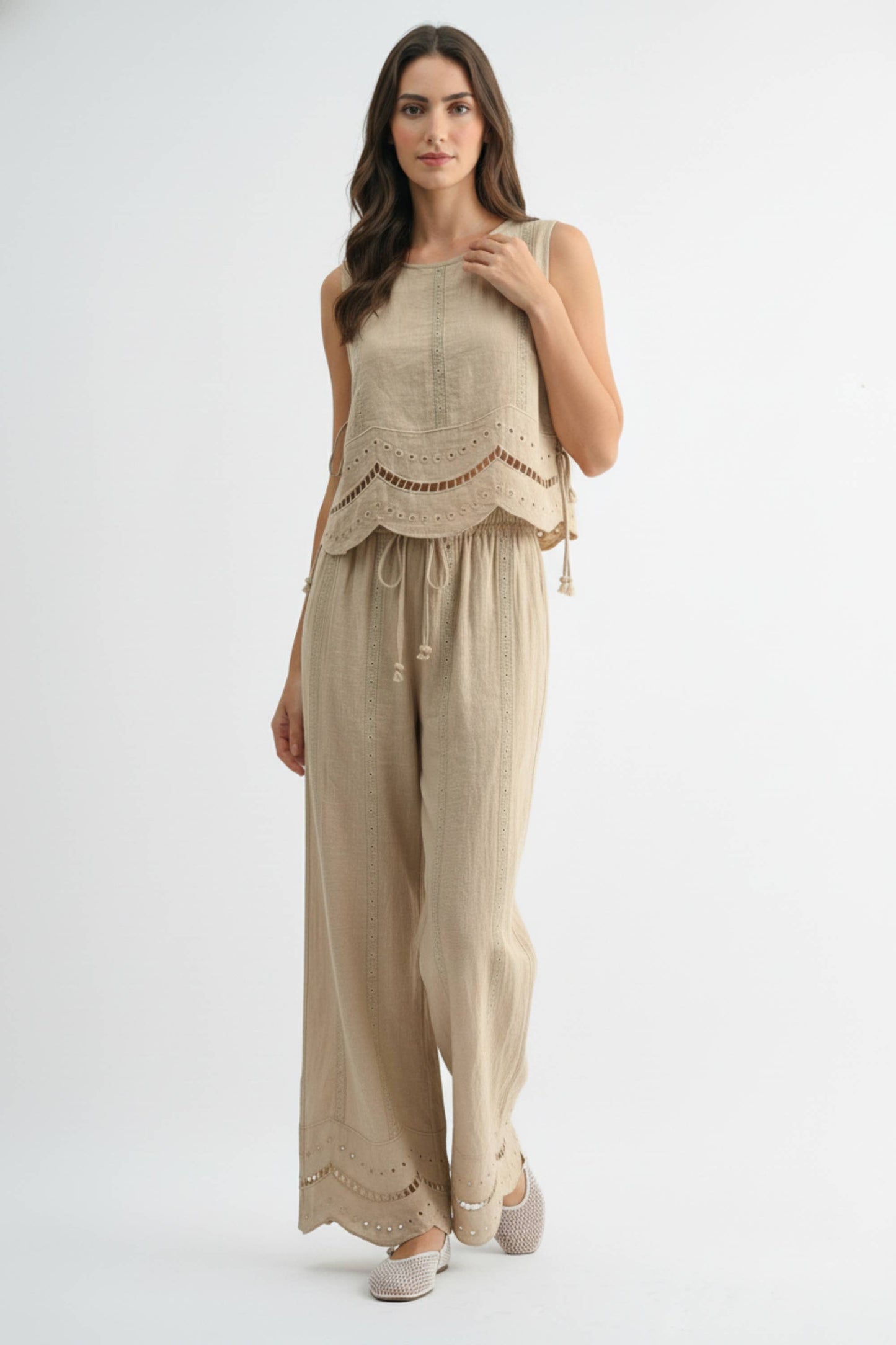 Embroidered Pant Matching Set