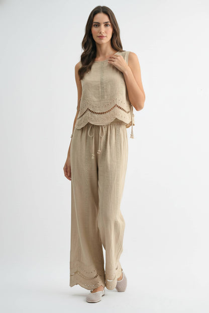 Embroidered Pant Matching Set