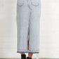 High Rise Distressed Denim Maxi Skirt