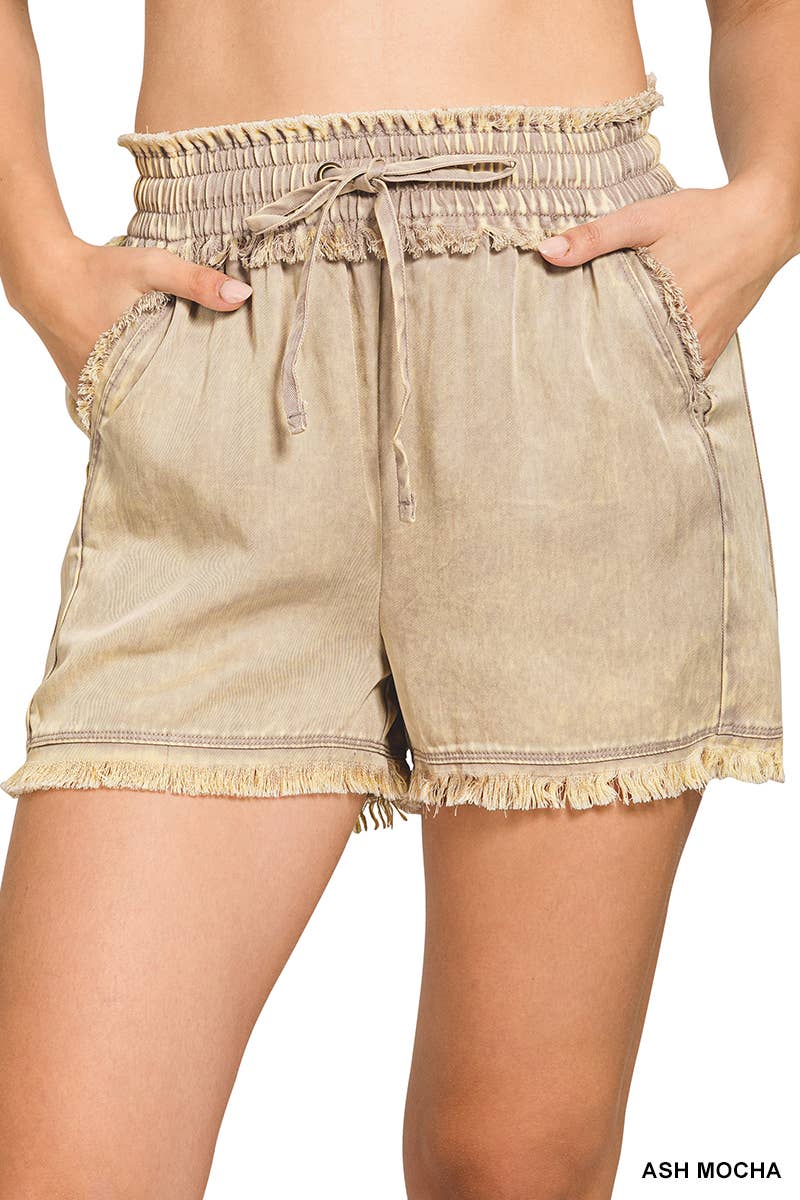 Mineral Washed Short Pants w/ Pockets