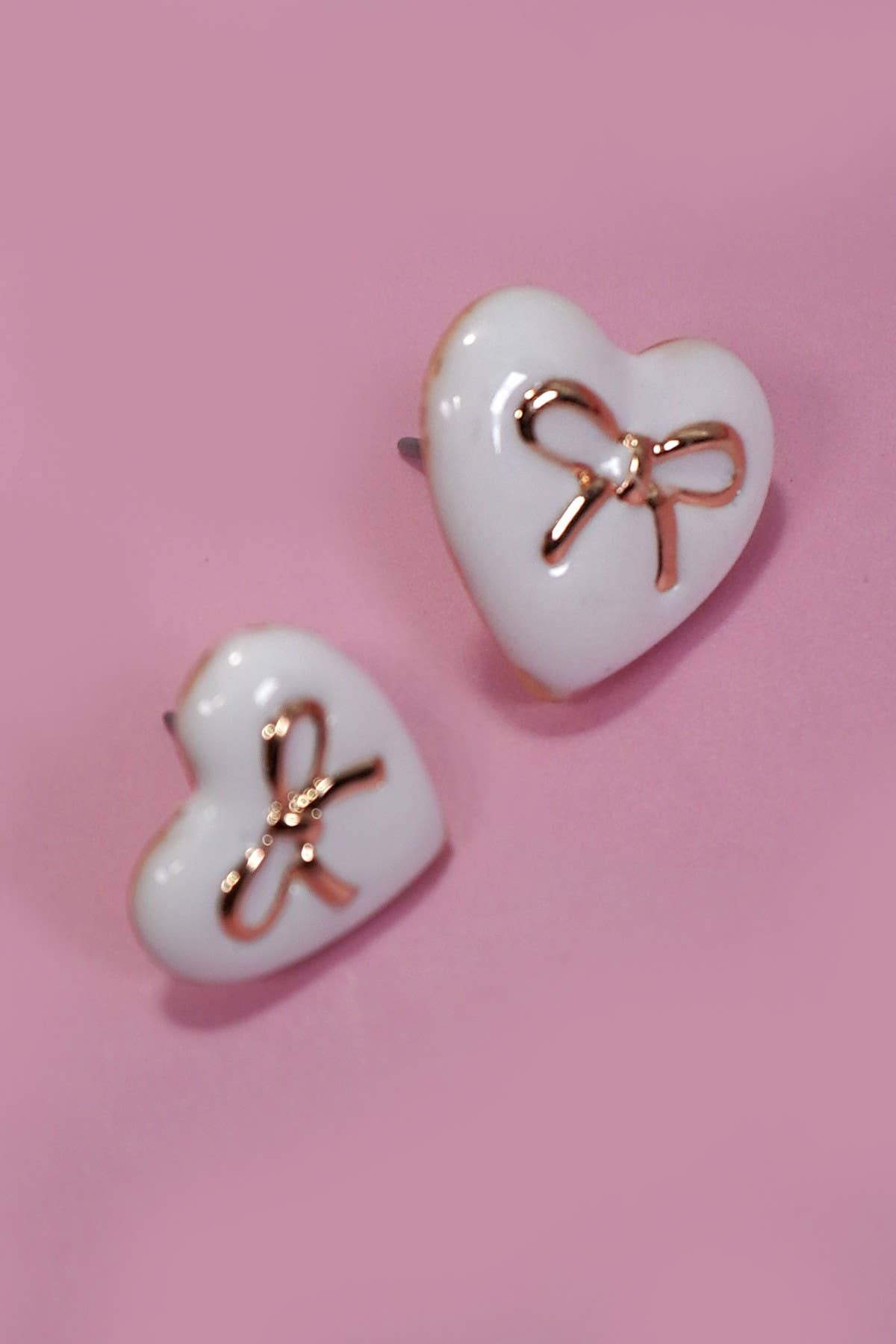 HEART BOW EPOXY STUD EARRINGS