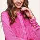 Soft Washed Button Down Waffle Textured Gauze Shirts