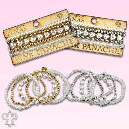 Puffed heart acrylic pearl bracelet - Southern Sassy Boutique