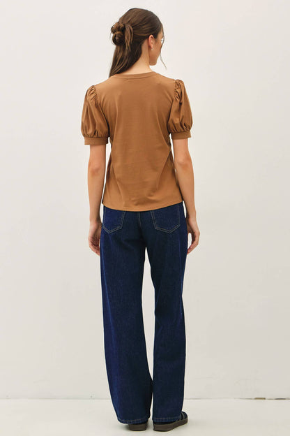 COTTON JERSEY PUFF SLEEVE T-SHIRTS