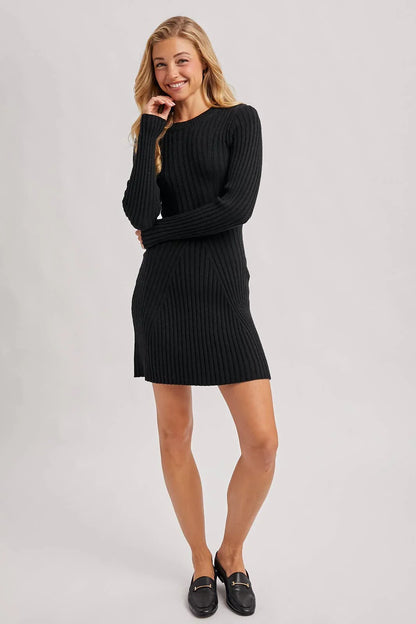 RIBBED KNIT LONG SLEEVE SWEATER DRESS - Southern Sassy Boutique