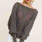 Lightweight Dolman Sleeve Boat Neck Sweater Top