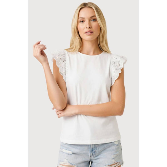 Eyelet Laced Cap Sleeve Top