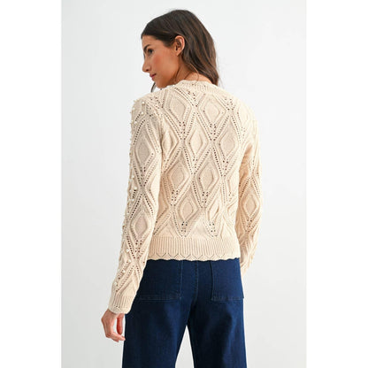 PEARL EMBELLISHED KNIT CARDIGAN - Southern Sassy Boutique