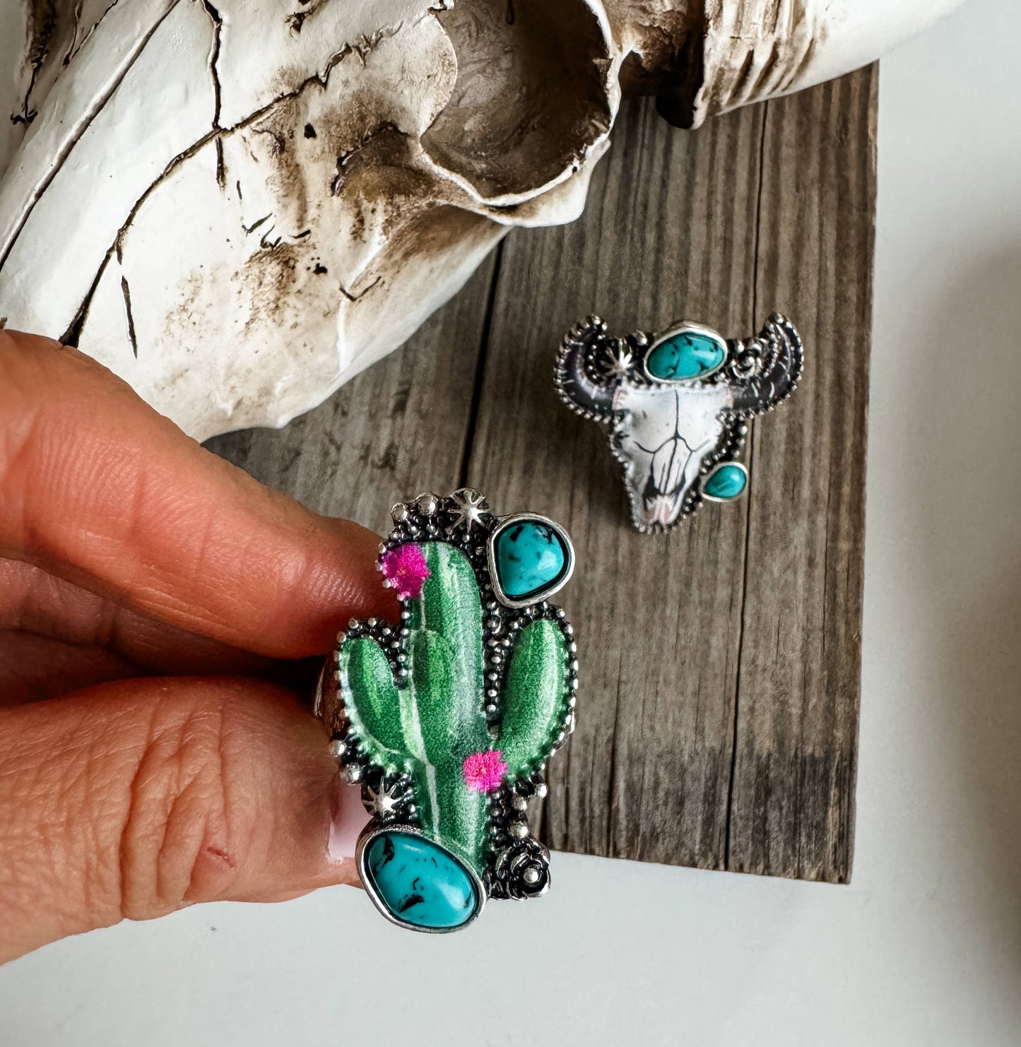 Western Pendant Adjustable Ring - Cactus | Steer 