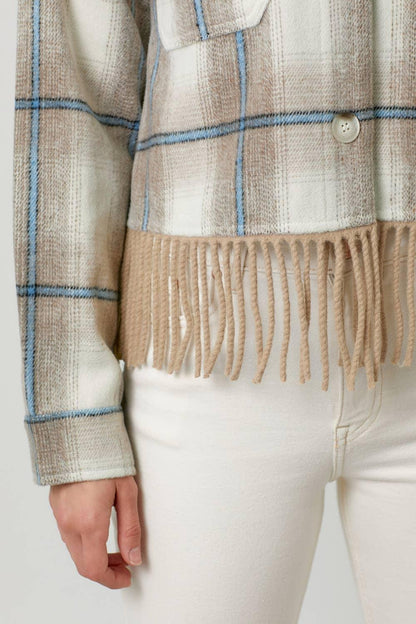 Fringe Plaid Jacket - Southern Sassy Boutique
