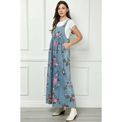 Painted Floral Sleeveless Jumpsuit - Southern Sassy Boutique