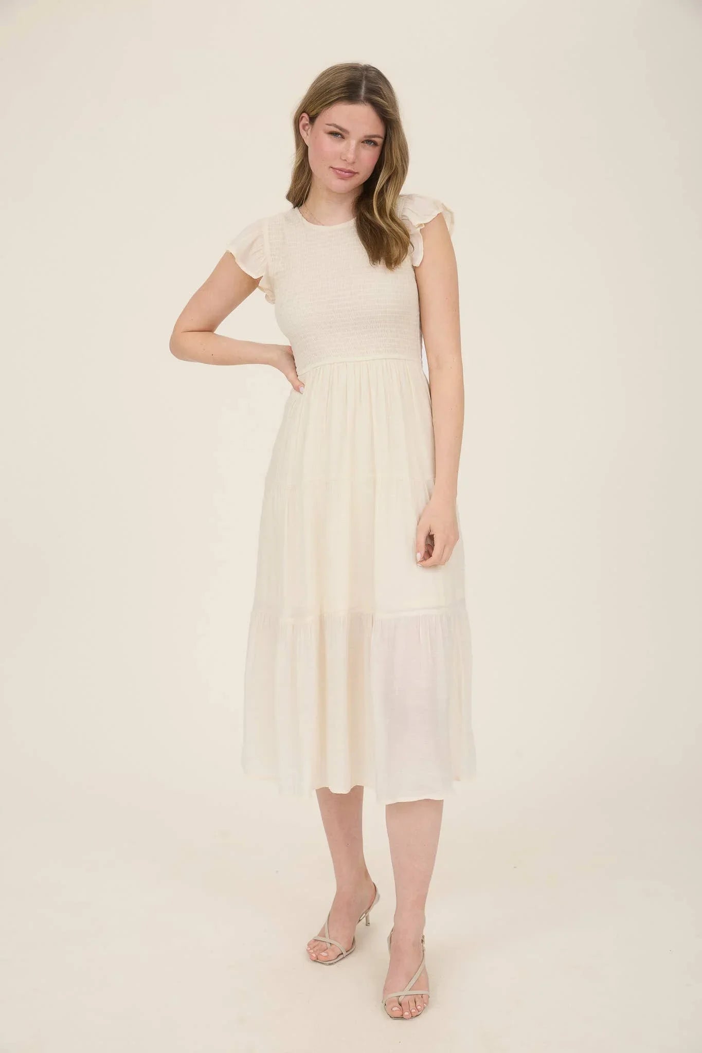 SMOCKED TIERED MIDI DRESS - Southern Sassy Boutique