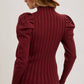 MOCK NECK PUFF SLEEVED KNIT TOP