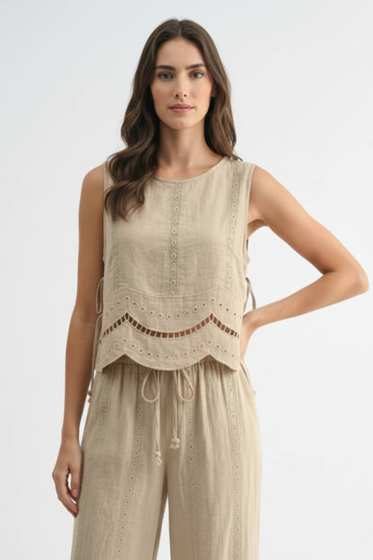 Embroidered Pant Matching Set