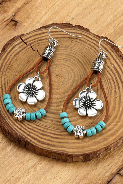 Western Fashion Flower Beaded Hook Drop Earrings
