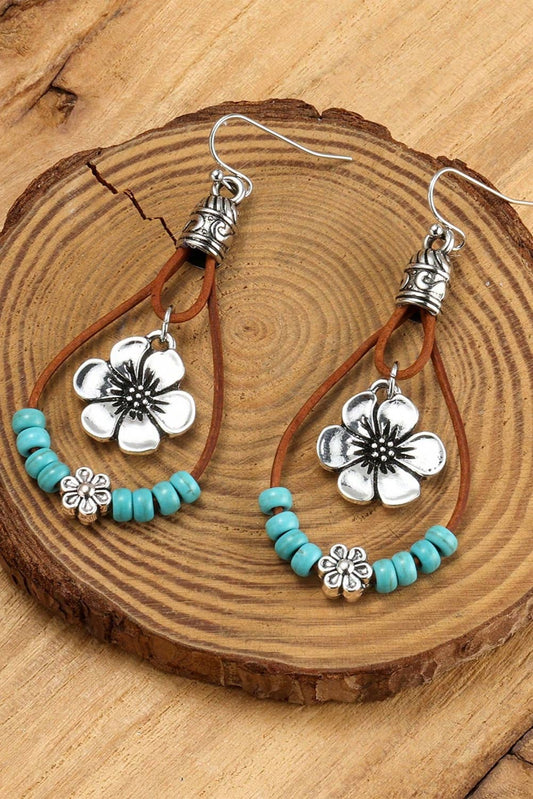 Western Fashion Flower Beaded Hook Drop Earrings