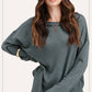 Brushed Waffle Fabric Loose Fit Long Sleeve Top