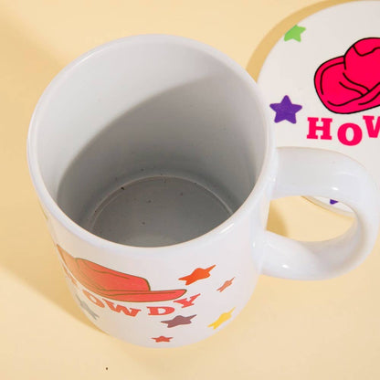 Howdy Western Cowboy Hat 15Oz Mug With Matching Coaster Gift