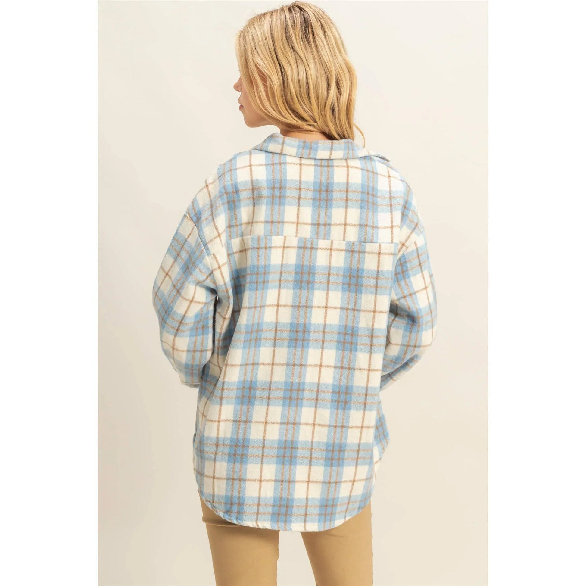 Collared Plaid Shacket - Southern Sassy Boutique