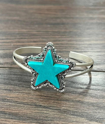 711306, Star Turquoise Cuff Bracelet - Southern Sassy Boutique