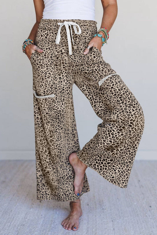Khaki Animal Print Knit Pants