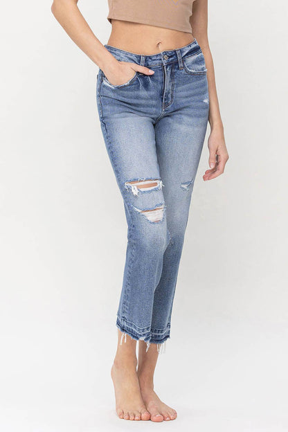 HIGH RISE CROP STRAIGHT JEANS - Southern Sassy Boutique