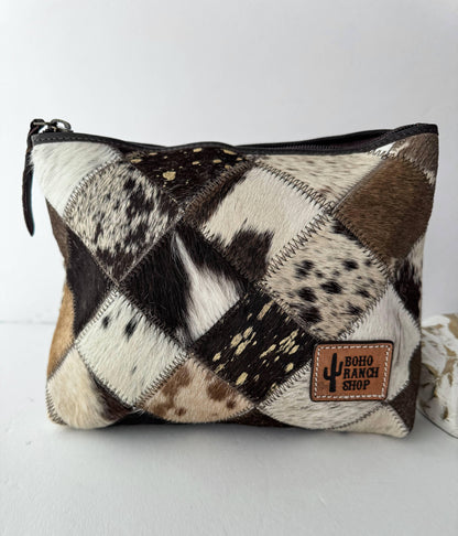 Western Cowhide Makeup Bag Travel - Southern Sassy Boutique