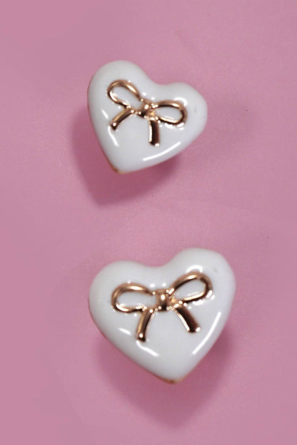 HEART BOW EPOXY STUD EARRINGS