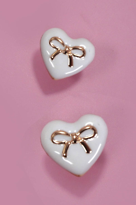 HEART BOW EPOXY STUD EARRINGS