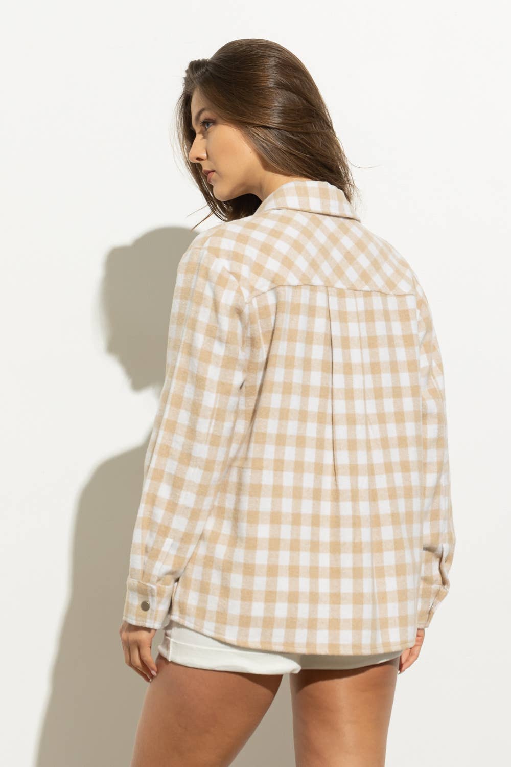 Gingham Yarn Dyed Pocket Front Shirt Jacket