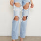 High Waist Ripped Baggy Jeans
