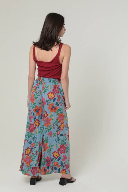 Ruffle Hem Floral Boho Pants.