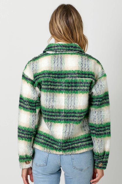 Plaid Printed Jacket - Southern Sassy Boutique