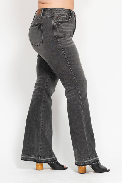 MR Tummy Control Washed Gray Release Hem Flare