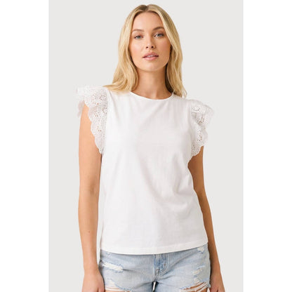 Eyelet Laced Cap Sleeve Top