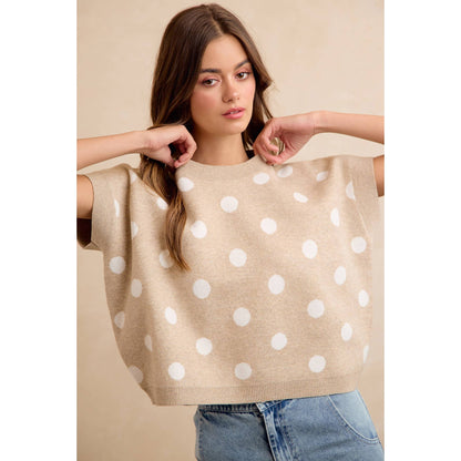 Polka Dot Knit Sleeveless Sweater