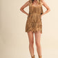 TIERED SUEDE FRINGED SLEEVELESS MINI DRESS